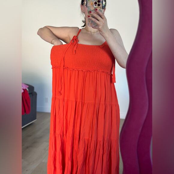 Orange strappy summer dress, size M. Fits up to a large. - Picture 6 of 7